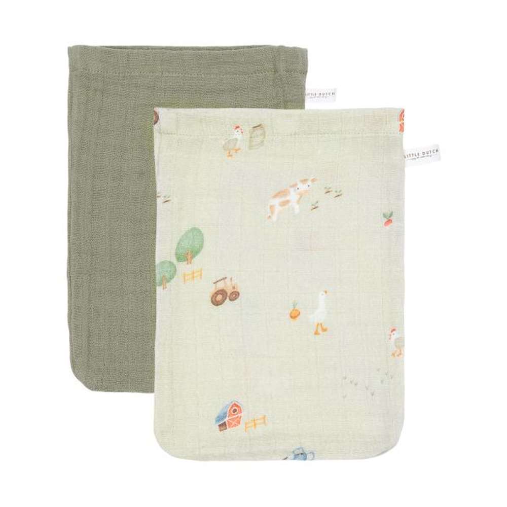 Little Dutch Washandjes Set Hydrofiel Farm / Olive