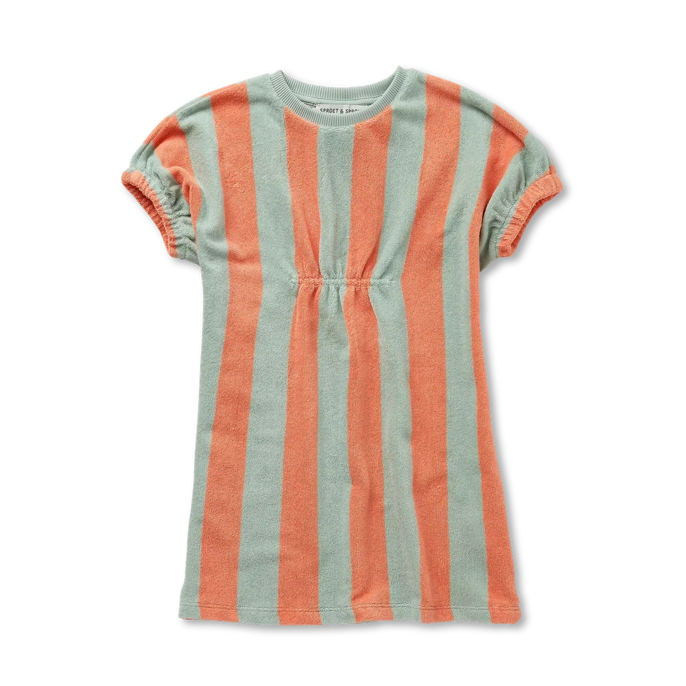 Sproet en Sprout Losse Jurk Strepen Slit Green