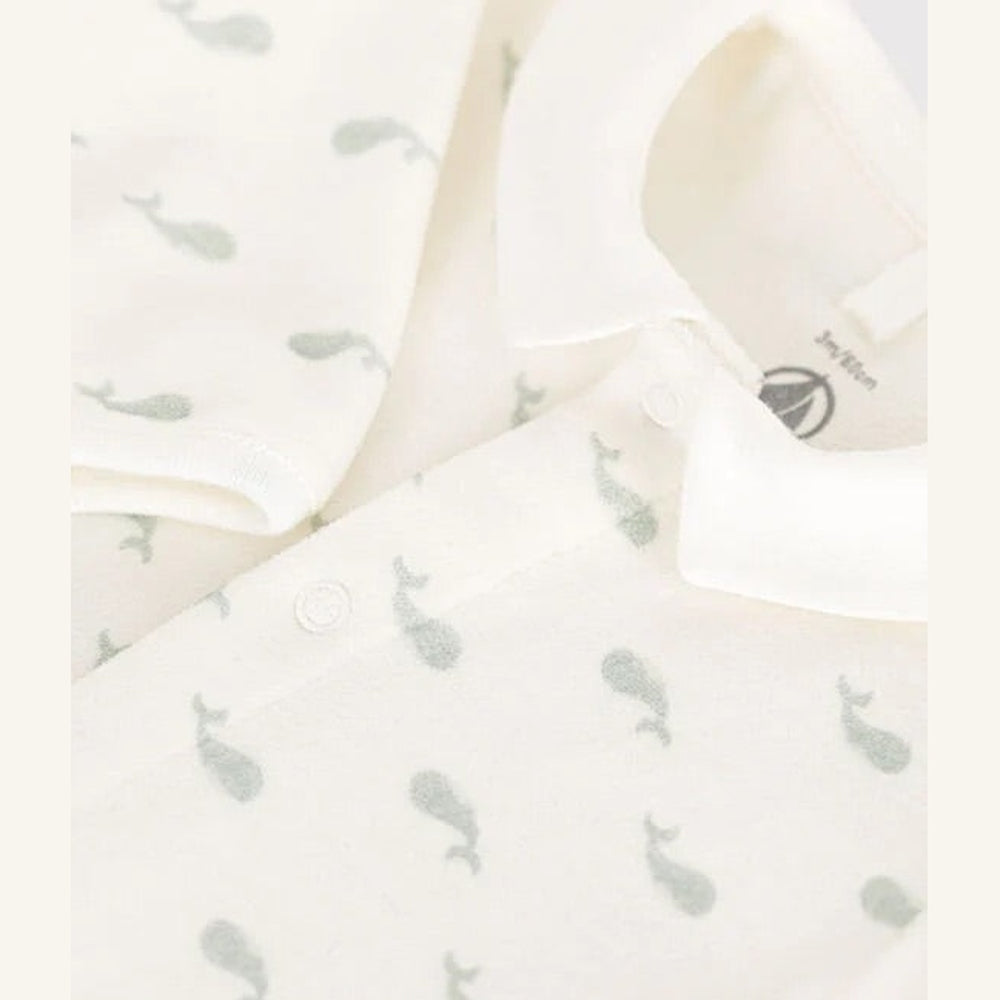 Petit Bateau | Fluwelen Babypyjama - Marshmallow/Walvis