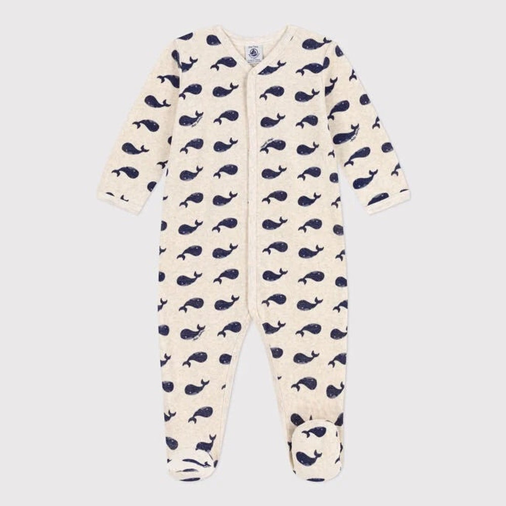 Petit Bateau | Pyjama Met Marineblauwe Walvisjes Van Velours