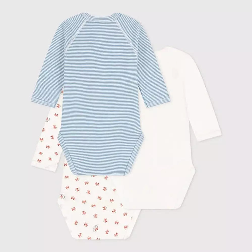 Kopie Set van 3 overslagbody’s met lange mouwen Petit Bateau