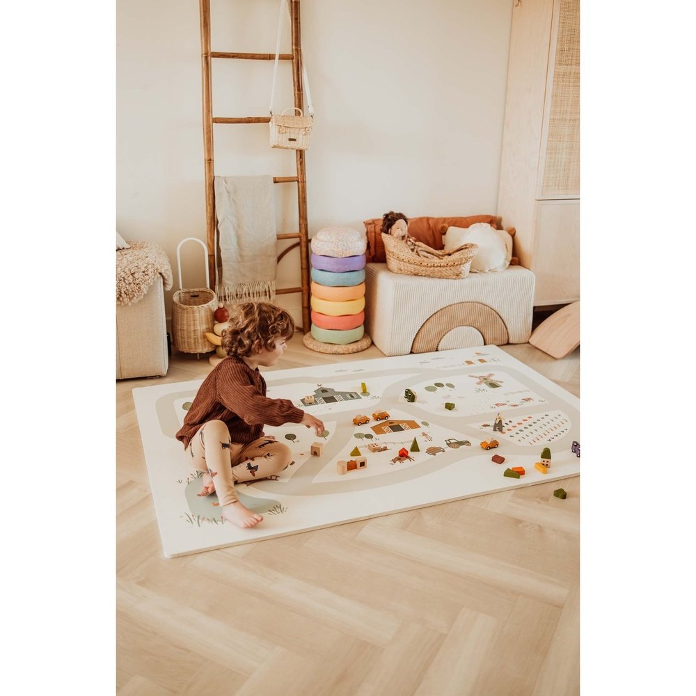 Play&Go Speeltapijt Puzzel - Eevaa 2In1 Puzzelmat/Opbergbox - Farm | Foam