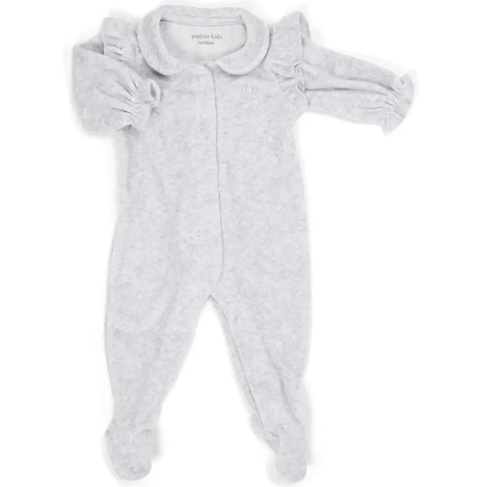 Babypakje In Superzachte Velours Grey Melange Met Ruffles