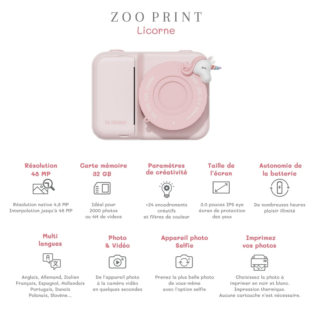 The Zoofamily Zoo Print - Unicorn | Kindercamera Met Instant Printing