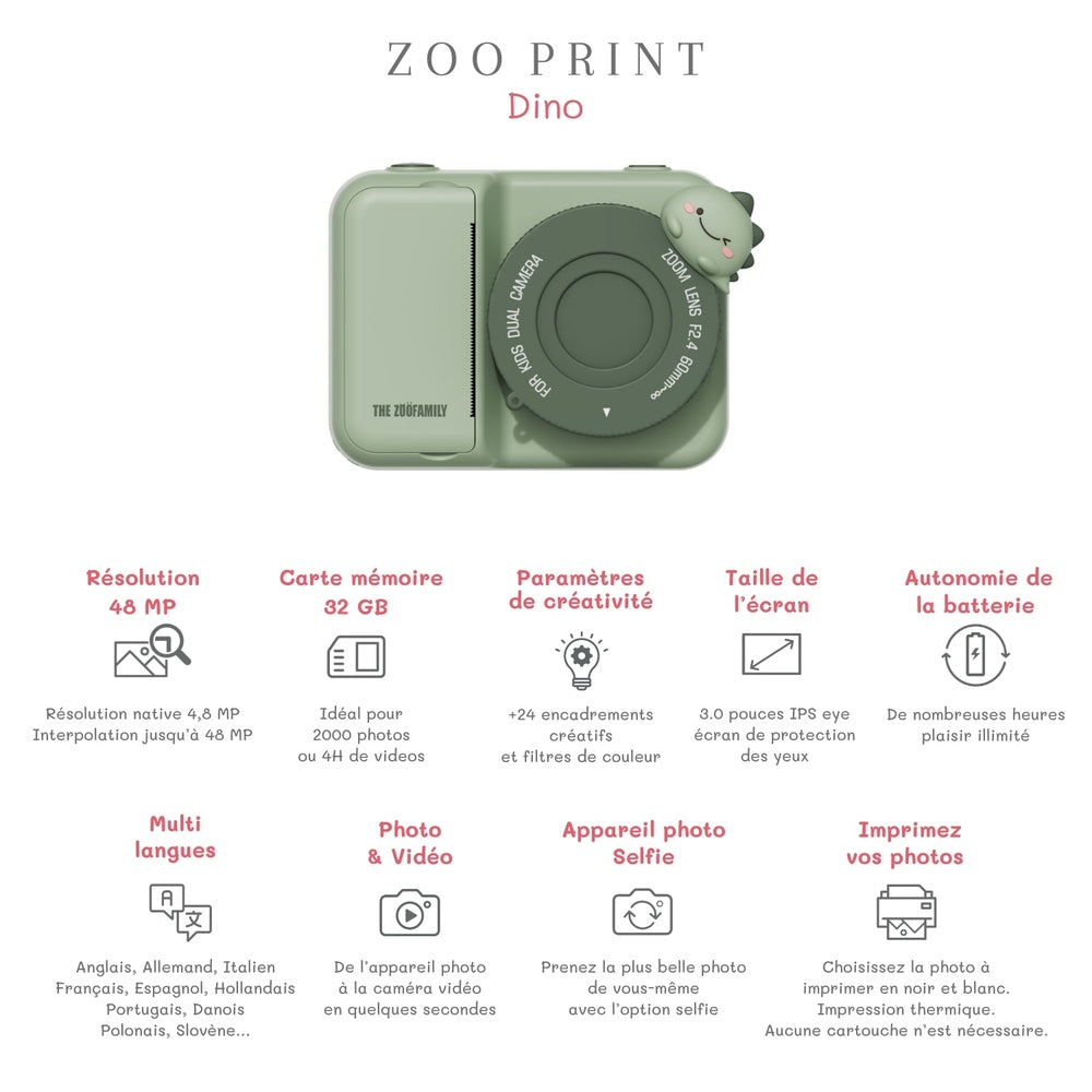 The Zoofamily Zoo Print - Dino | Kindercamera Met Instant Printing