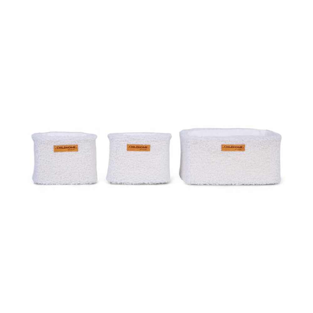 Childhome Set Van 3 Hangmandjes - 21X14X10cm + 14X10X10cm - Teddy Ecru