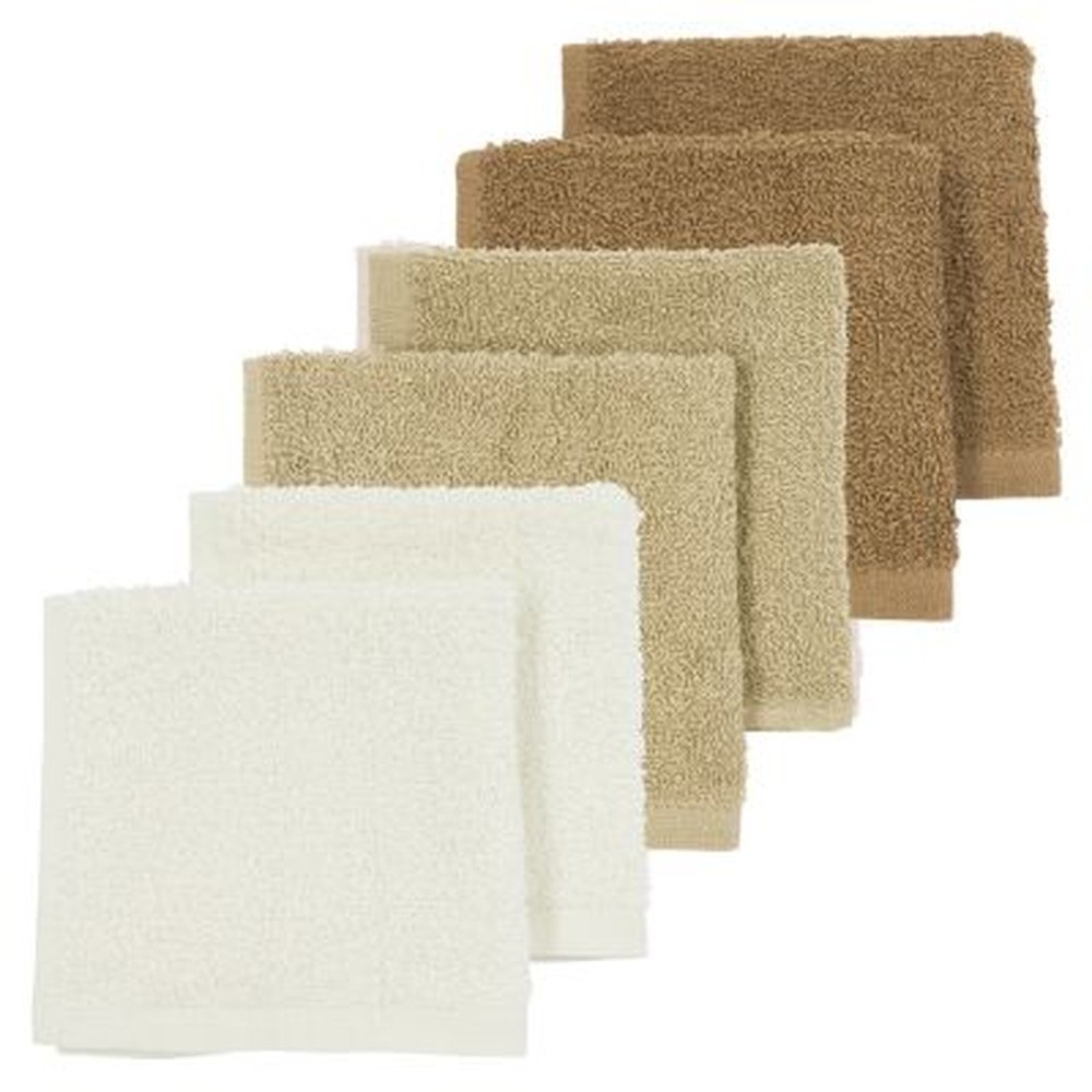 MONDDOEKJES 30X30 CM 6 PACK BADSTOF OFFWHITE/SAND/TOFFEE