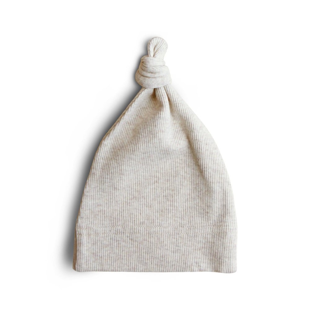 BEANIE - BEIGE MELANGE UIT BIOKATOEN